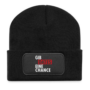 Give dates a chance - Recycled Patch Beanie - black - Front