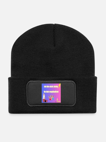 Lustiges Sprüche Shirt - Recycelte Patch Beanie - Schwarz