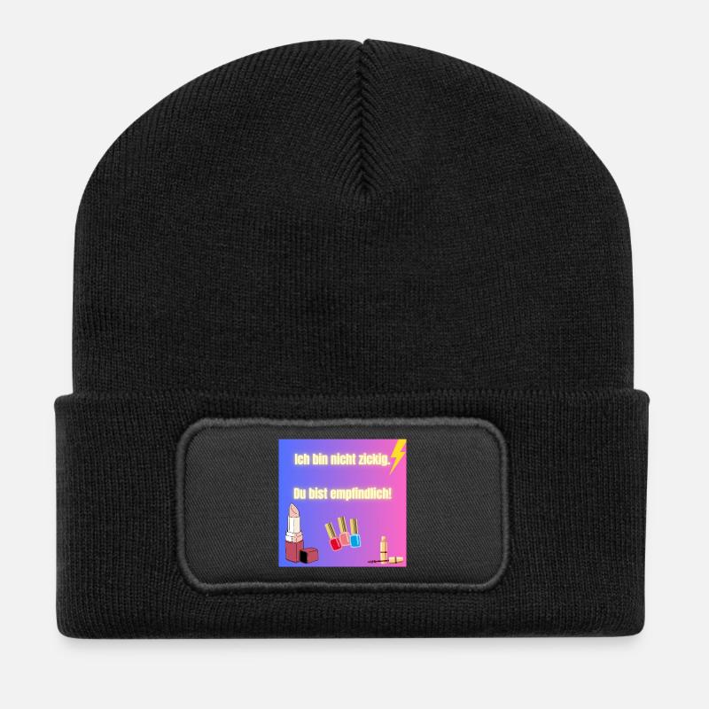Lustiges Sprüche Shirt - Recycelte Patch Beanie - Schwarz