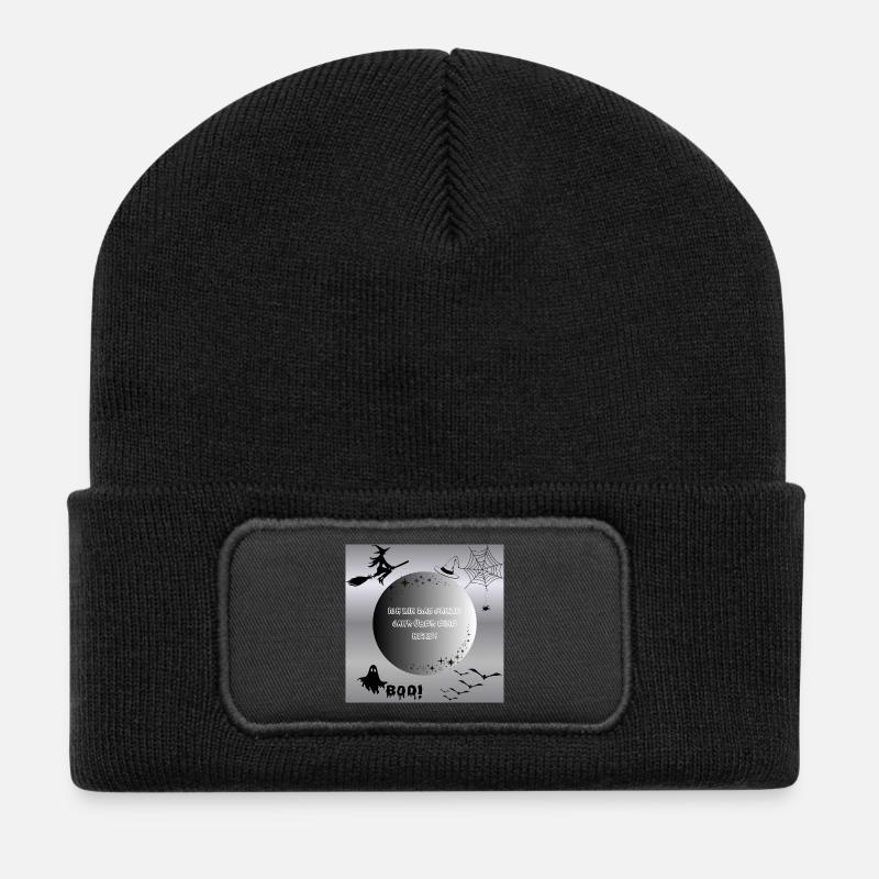 Ganzjährige Hexe Motiv Halloween - Recycelte Patch Beanie - Schwarz