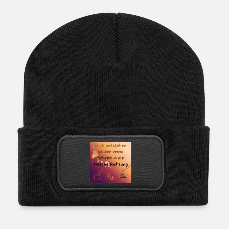 Früh aufstehen ist der falsche Schritt - Recycelte Patch Beanie - Schwarz