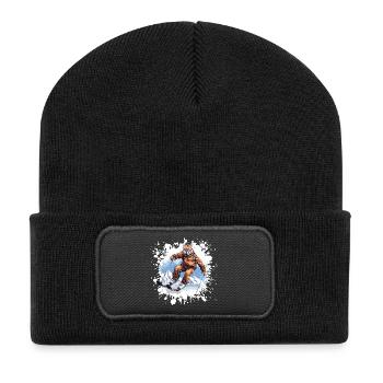 Gepard Ski Skifahren - Recycelte Patch Beanie - Schwarz - Vorne