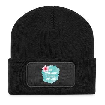 Je suis plus fort que vous ne pouvez l’imaginer – Aquarelle - Beanie recyclé à patch - noir - Devant