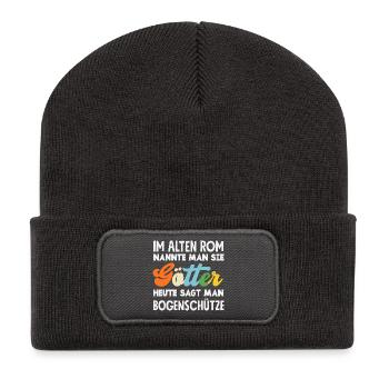 Ich gehe Bogenschießen - Recycelte Patch Beanie - Dunkelgrau - Vorne