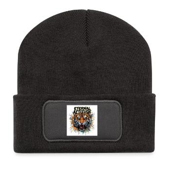 Ewige Tigerpose - Recycelte Patch Beanie - Dunkelgrau - Vorne