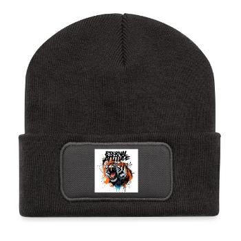 Ewige Tiger-Pose - Recycelte Patch Beanie - Dunkelgrau - Vorne