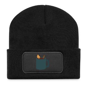 Mulled Wine Mug Illustration - Recycled Patch Beanie - black - Front