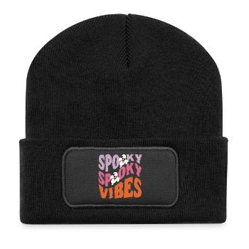 Spooky Ghosts Vibes Halloween Costume T-Shirt Top - Recycled Patch Beanie - black - Front
