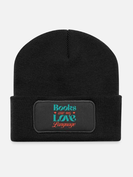 Bücher sind meine Liebessprache - Recycelte Patch Beanie - Schwarz