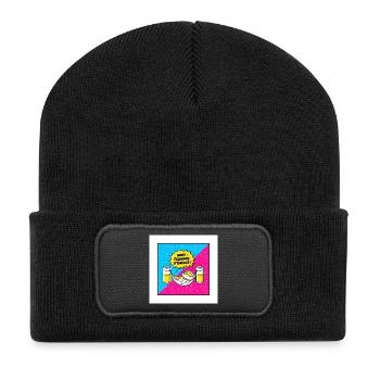 Energiesparmodus der Hängematte - Recycelte Patch Beanie - Schwarz - Vorne