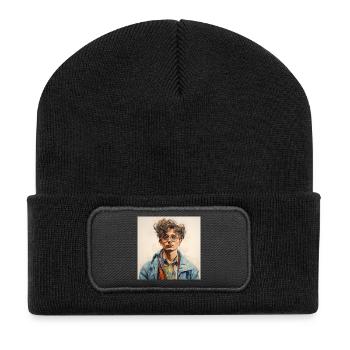 Watercolor Portrait Glasses Jacket - Recycled Patch Beanie - black - Front
