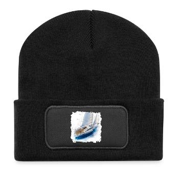 Sketches Sailboat Blueprint - Recycled Patch Beanie - black - Front