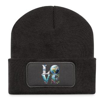 L’amour de la Terre et de l’Océan : Découvrir la Nature - Beanie recyclé à patch - charbon - Devant
