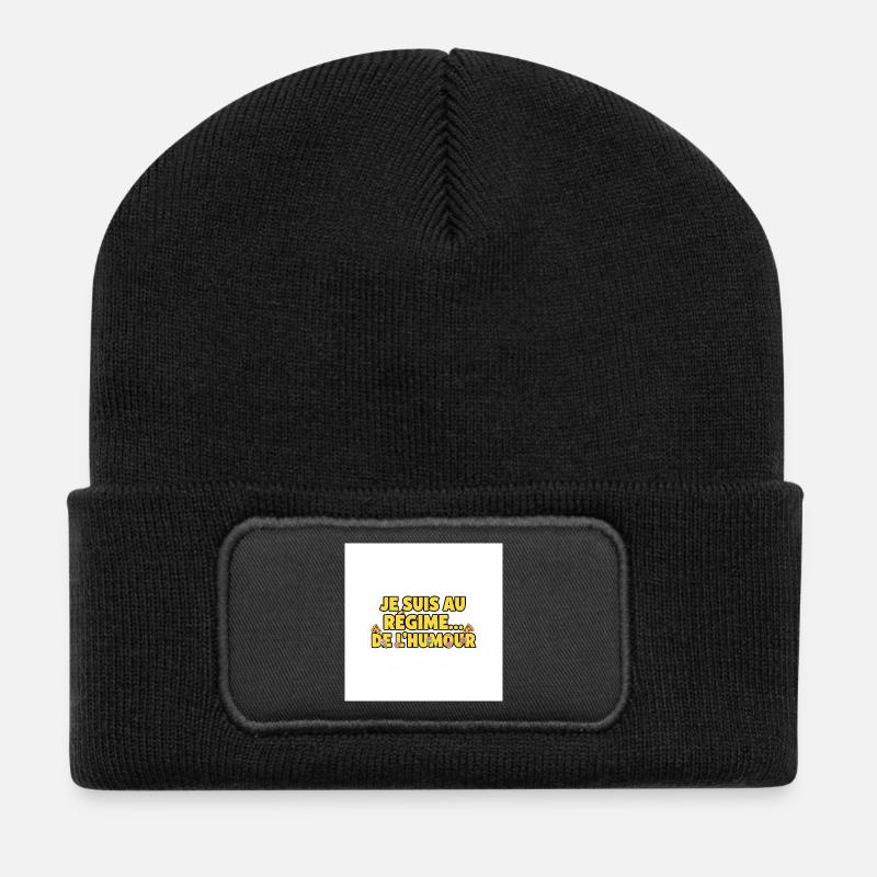 Ich mache eine humorvolle Diät - Recycelte Patch Beanie - Schwarz