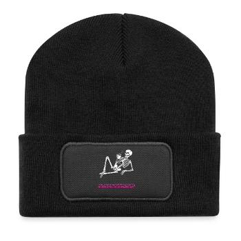 I am tired- Retro Neon Coffee Skeleton - Recycled Patch Beanie - black - Front