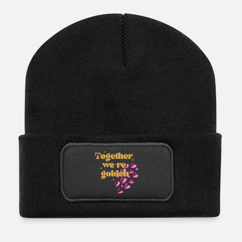 Gemeinsam sind wir Gold wert - Recycelte Patch Beanie - Schwarz