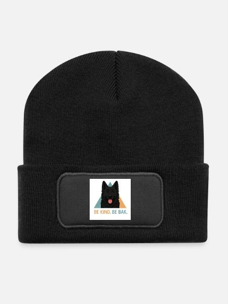 Be Kind Be Bak Dog Design - Recycled Patch Beanie - black