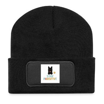 Stay Pawitive Dog Motif - Recycled Patch Beanie - black - Front