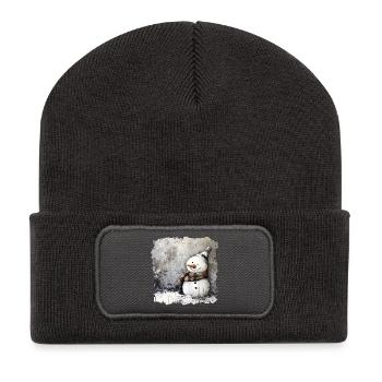 Winter snowman with scarf - Recycled Patch Beanie - dark grey - Front