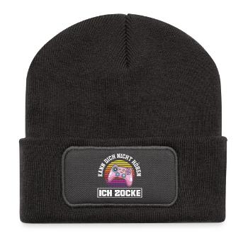 Je ne t’entends pas, je joue des manettes - Beanie recyclé à patch - charbon - Devant