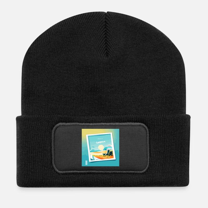 Summer at the beach - Recycelte Patch Beanie - Schwarz