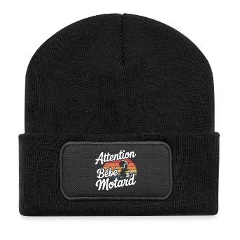 Achtung Vintage Biker Baby - Recycelte Patch Beanie - Schwarz - Vorne