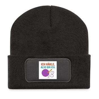I crochet, therefore I am - Recycled Patch Beanie - dark grey - Front