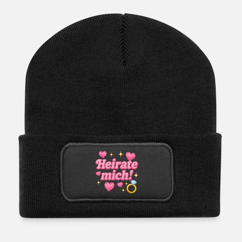 Marry me! / y2k design - Recycled Patch Beanie - black
