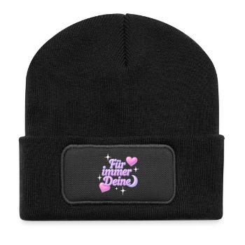 für immer deine / y2k statement design - Recycelte Patch Beanie - Schwarz - Vorne