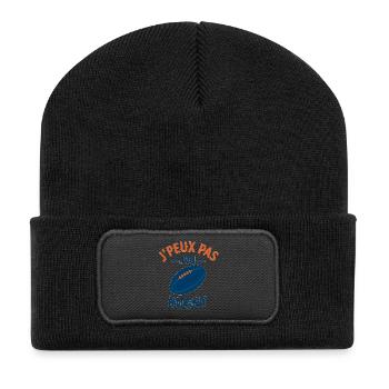 J'peux pas j'ai rugby - Beanie recyclé à patch - noir - Devant