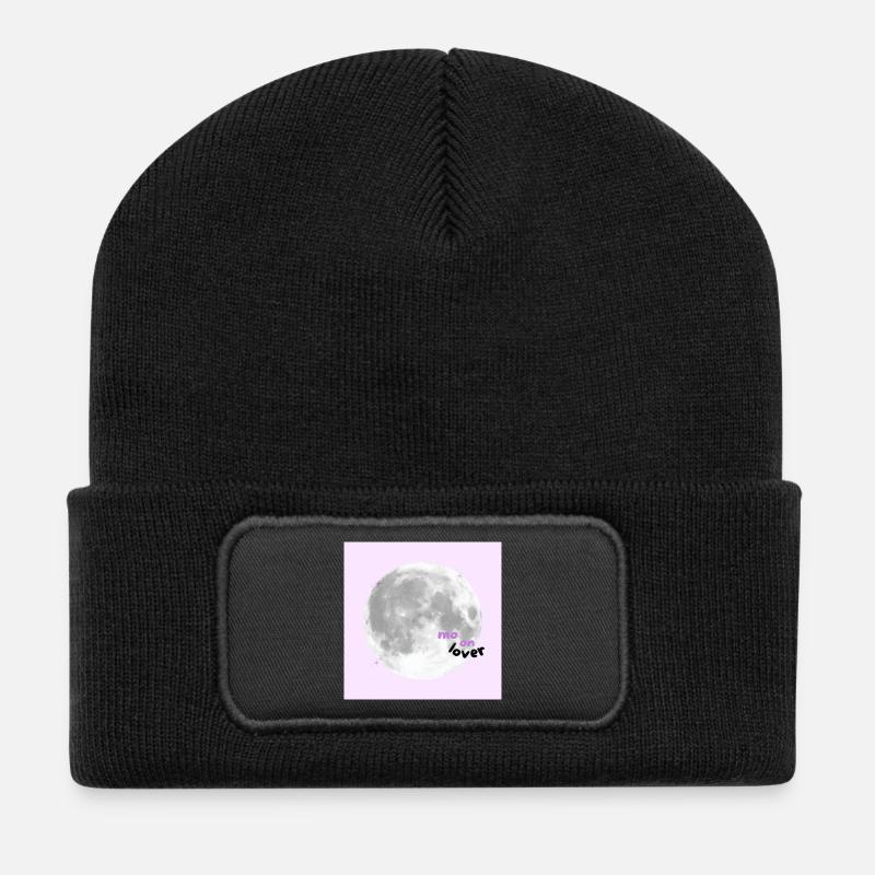 Moon Lover – Cute Pink Aesthetic Design 🌕💗✨🌸 - Recycelte Patch Beanie - Schwarz