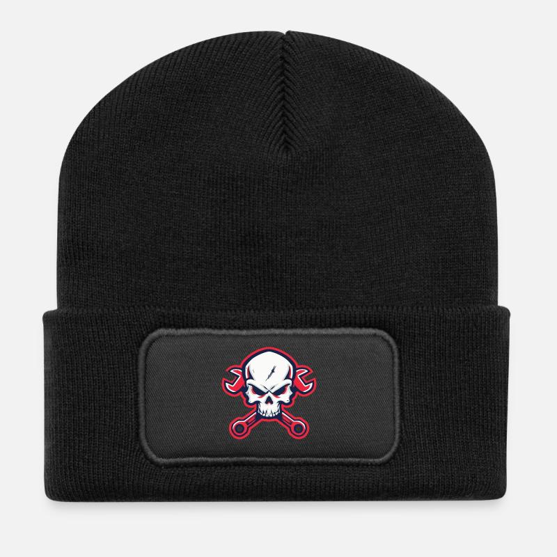 Skull & Wrenches – Für echte Schrauber - Recycelte Patch Beanie - Schwarz