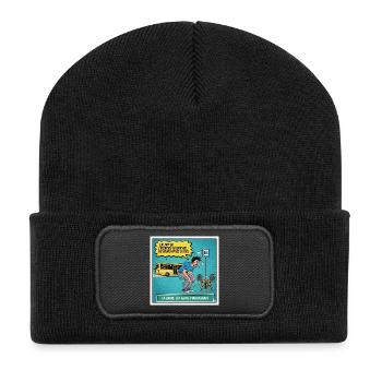 Hohe Messlatte für morgen - Recycelte Patch Beanie - Schwarz - Vorne