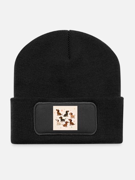 Dachshund Paradise - Recycled Patch Beanie - black