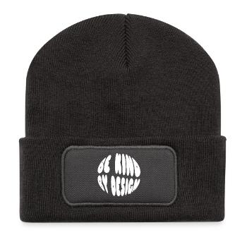 Be kind by design - Beanie recyclé à patch - charbon - Devant