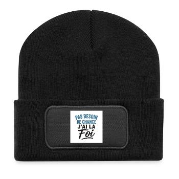 Christen - Recycelte Patch Beanie - Schwarz - Vorne