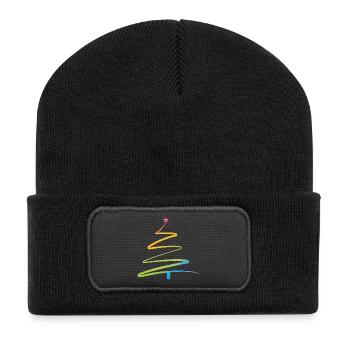 Rainbow Spiral Christmas Tree - Recycled Patch Beanie - black - Front