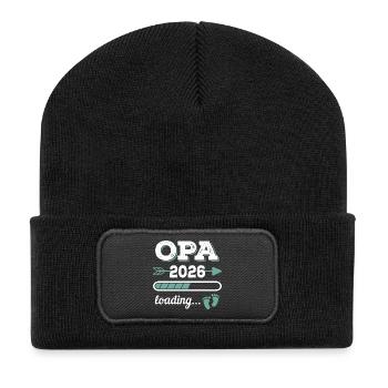 Opa 2026 Loading Werdender Großater Geschenkidee - Recycelte Patch Beanie - Schwarz - Vorne