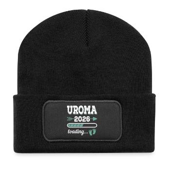 Uroma 2026 Loading Werdende Urgroßmutter Geschenk - Recycelte Patch Beanie - Schwarz - Vorne