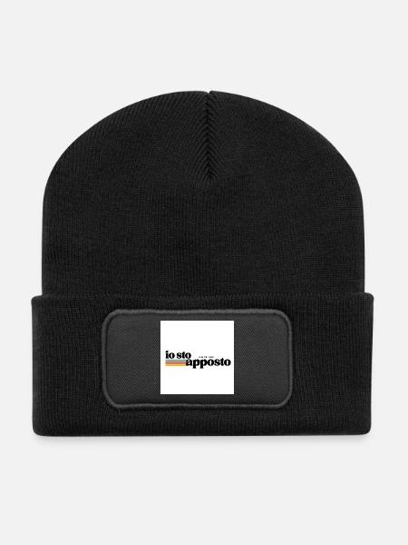 I'm affixing retro stripes - Recycled Patch Beanie - black