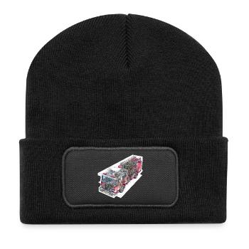 Feuerwehr Truck Detailtechnik - Recycelte Patch Beanie - Schwarz - Vorne