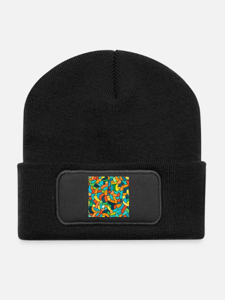 Color Knot Tangle - Recycled Patch Beanie - black