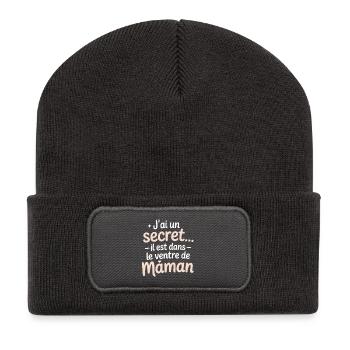 Secret in Mommy's Belly - Recycled Patch Beanie - dark grey - Front