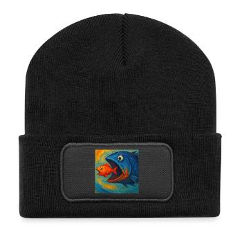 Blue Sea Fish in Search of Red Fish - Recycled Patch Beanie - black - Front