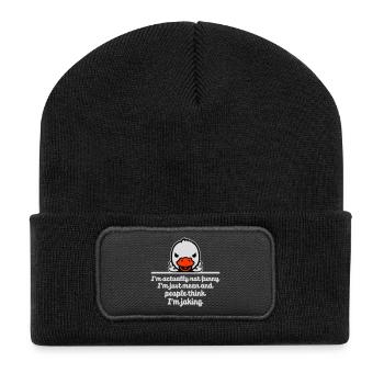 Doigt d’honneur de canard Pas drôle Les gens méchants pensent blague - Beanie recyclé à patch - noir - Devant
