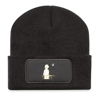 View of the butterfly - Recycled Patch Beanie - dark grey - Front