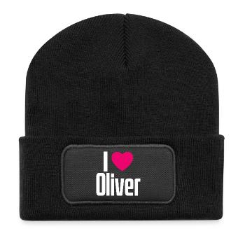 J’aime Oliver Coeur rose J’aime Oliver - Beanie recyclé à patch - noir - Devant