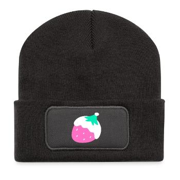 Erdbeeren – Weihnachten - Recycelte Patch Beanie - Dunkelgrau - Vorne