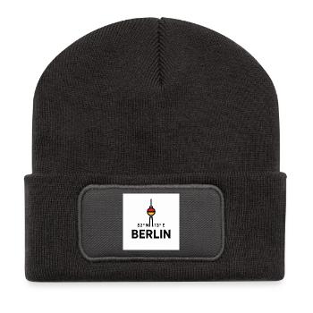 Berliner  Fernsehturm Koordinaten Illustration - Recycelte Patch Beanie - Dunkelgrau - Vorne