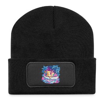Teddy Boottraum Unter Sternenhimmel - Recycelte Patch Beanie - Schwarz - Vorne